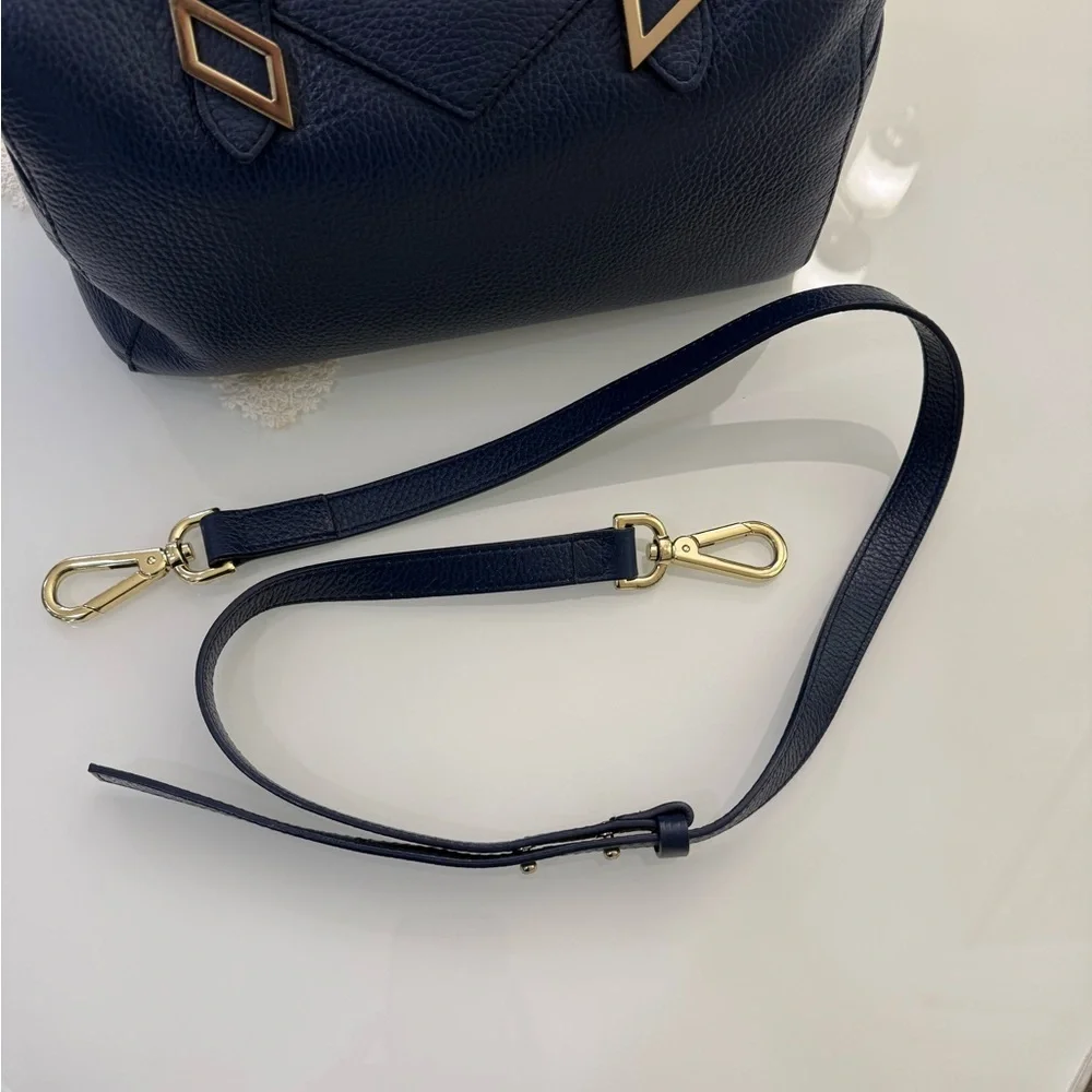 Versace Collection Vitello Handbag Blue Leather with Shoulder Strap and Dust Bag - Picture 11 of 13